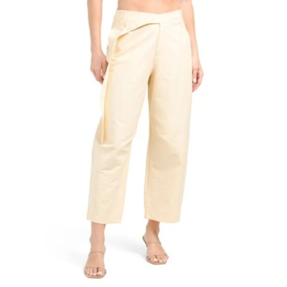 ZARA BUTTER YELLOW BELTED BARREL PANTS - Picture 2 of 5